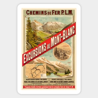 Excursions au Mont-Blanc Vintage Poster 1889 Sticker